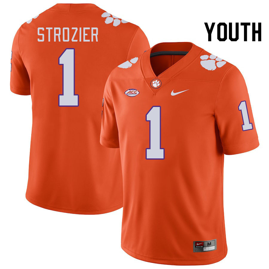 Youth #1 Branden Strozier Clemson Tigers College Football Jerseys Stitched-Orange